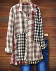 Fresh Plaid Patchwork Versatile Blouse
