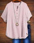 Striped Patchwork Casual Blouse