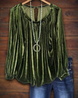 Vintage Velvet Pleated Top