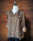 Leopard Print Button Hoodie