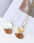 Wooden & Metal Heart Pendant Necklace