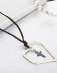 Boho Leather Heart Pendant Necklace