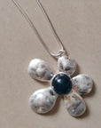 Glass Flower Metal Pendant Necklace