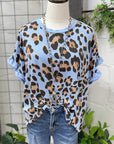 Leopard Print Ruffle Sleeve Blouse