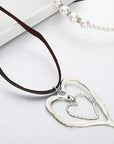 Boho Leather Heart Pendant Necklace