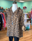 Leopard Print Button Hoodie