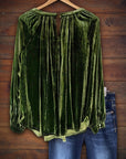 Vintage Velvet Pleated Top