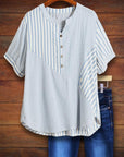 Striped Patchwork Casual Blouse