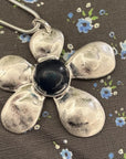 Glass Flower Metal Pendant Necklace