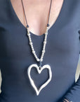 Boho Leather Heart Pendant Necklace