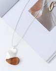 Wooden & Metal Heart Pendant Necklace
