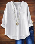 Solid Color Textured Fabric Versatile Blouse