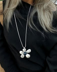 Glass Flower Metal Pendant Necklace