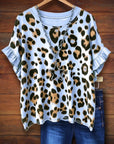 Leopard Print Ruffle Sleeve Blouse
