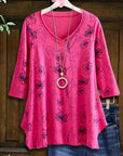 V-Neck Floral Print Loose Blouse