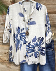 Mandarin Collar Roll-Up Sleeve Shirt