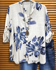Mandarin Collar Roll-Up Sleeve Shirt