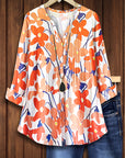 Notch Neck Orange Blossom Blouse