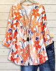 Notch Neck Orange Blossom Blouse
