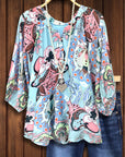 V-Neck Paisley Popover Blouse