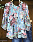 V-Neck Paisley Popover Blouse
