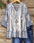 Antique Lace Denim Blouse