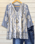 Antique Lace Denim Blouse