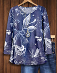 Indigo Breeze Floral Long Sleeve Top