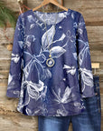 Indigo Breeze Floral Long Sleeve Top