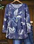 Indigo Breeze Floral Long Sleeve Top
