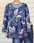 Indigo Breeze Floral Long Sleeve Top
