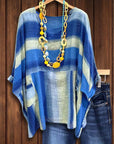 Seaside Flow Striped Poncho Blouse