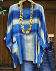 Seaside Flow Striped Poncho Blouse