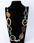 Boho Wood & Alloy Statement Necklace