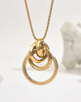 Golden Harmony Circle Pendant Necklace