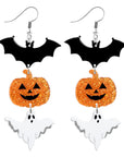 Spooky Night Bat & Pumpkin Earrings