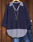 Navy Contrast Collar Top