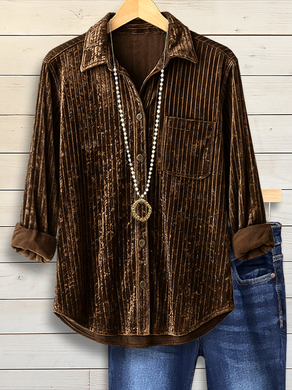 Mocha Velvet Striped Shirt