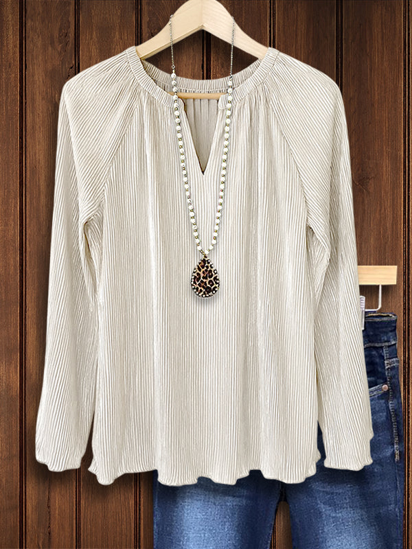 Shimmer Pleat Long Sleeve Top