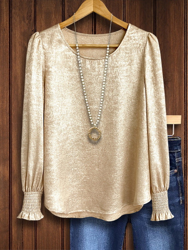 Golden Glow Puff-Sleeve Blouse
