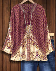 Boho Blossom V-Neck Blouse
