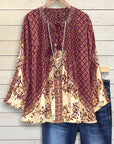 Boho Blossom V-Neck Blouse