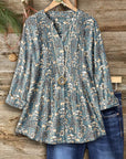 Forest Dream Pintuck V-Neck Blouse