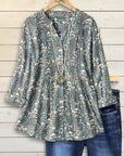 Forest Dream Pintuck V-Neck Blouse