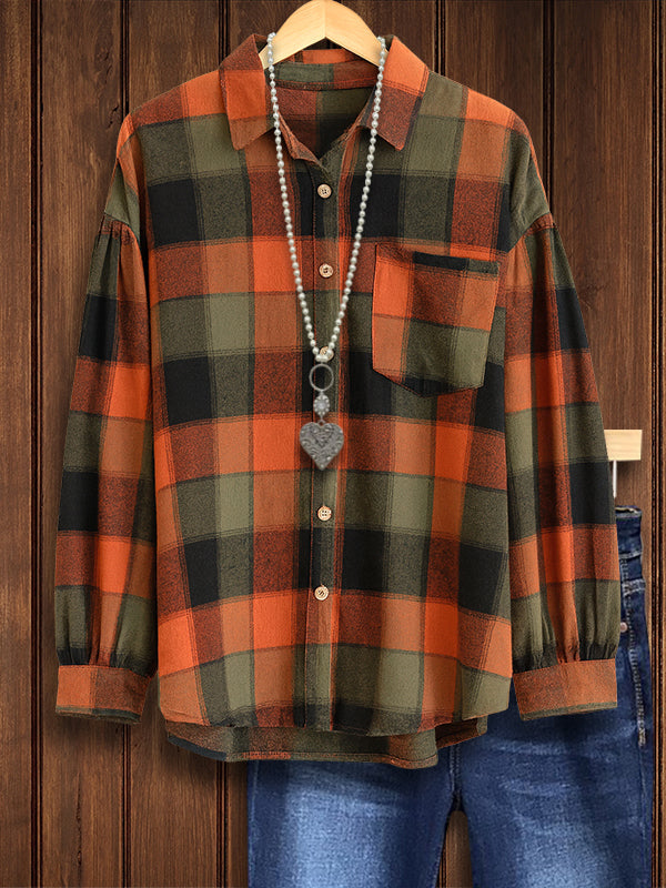 Autumn Plaid Button-Up Shirt