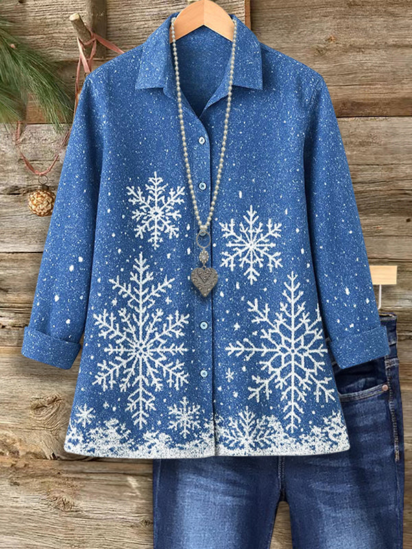 Frosty Snowflake Button Shirt