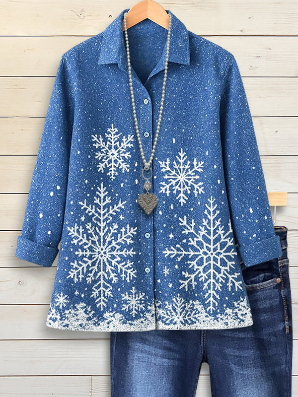 Frosty Snowflake Button Shirt