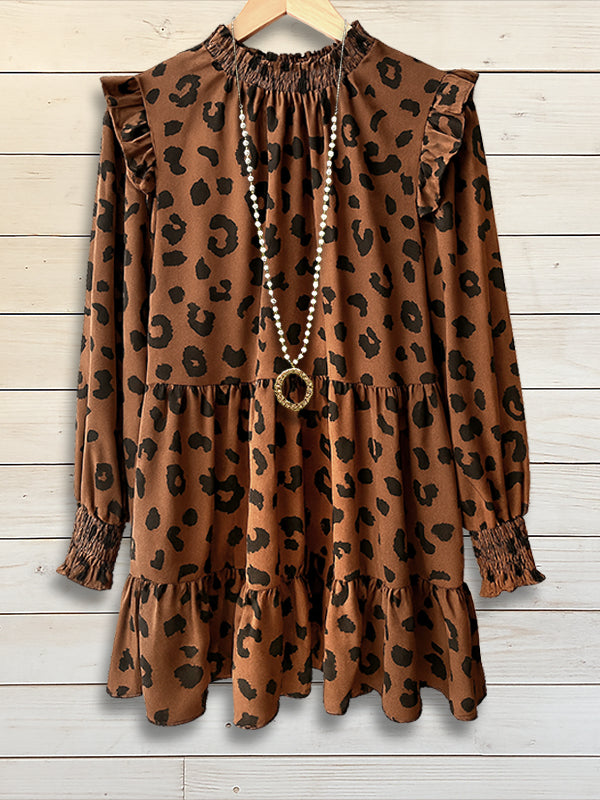 Wild Charm Ruffled Long Sleeve Dress