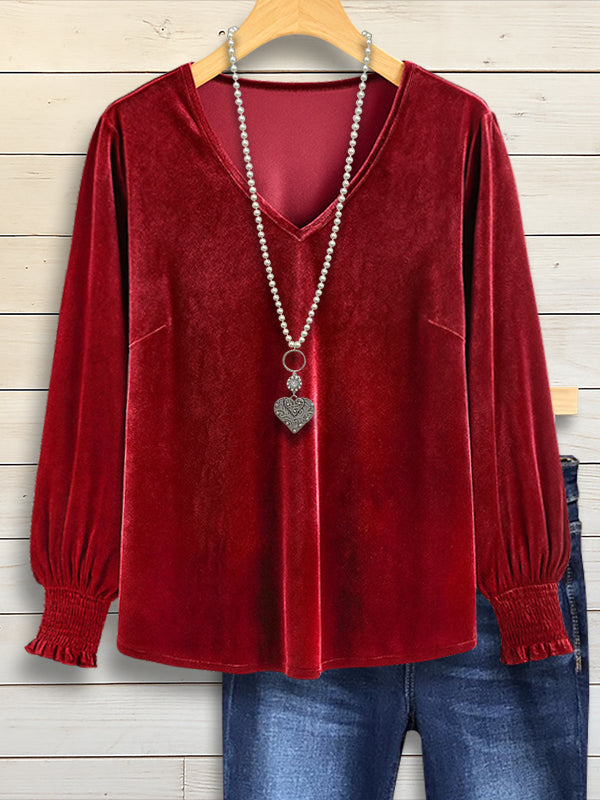 Velvet Luxe V-Neck Blouse
