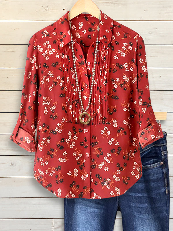 Rusty Bloom Pintuck Blouse